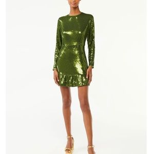 Scoop Women's Sequin Mini Dress with Ruffled Hem